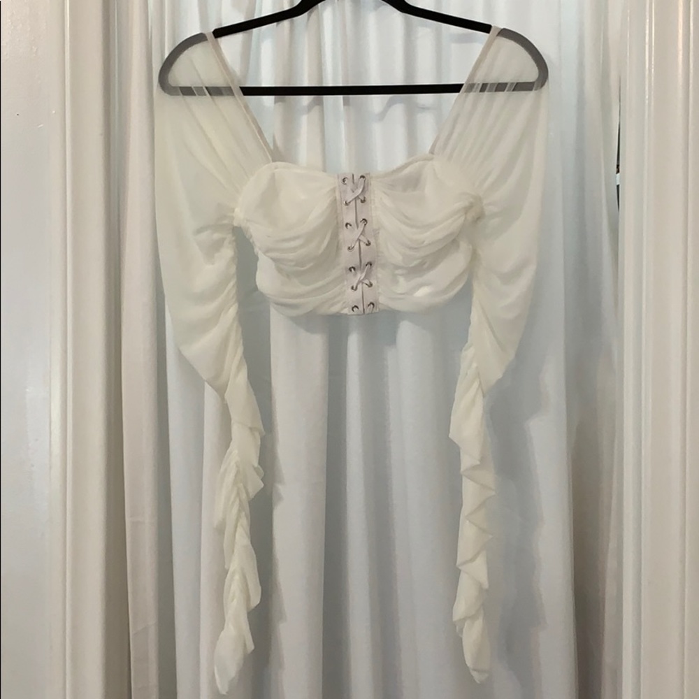 White sheer long sleeve top